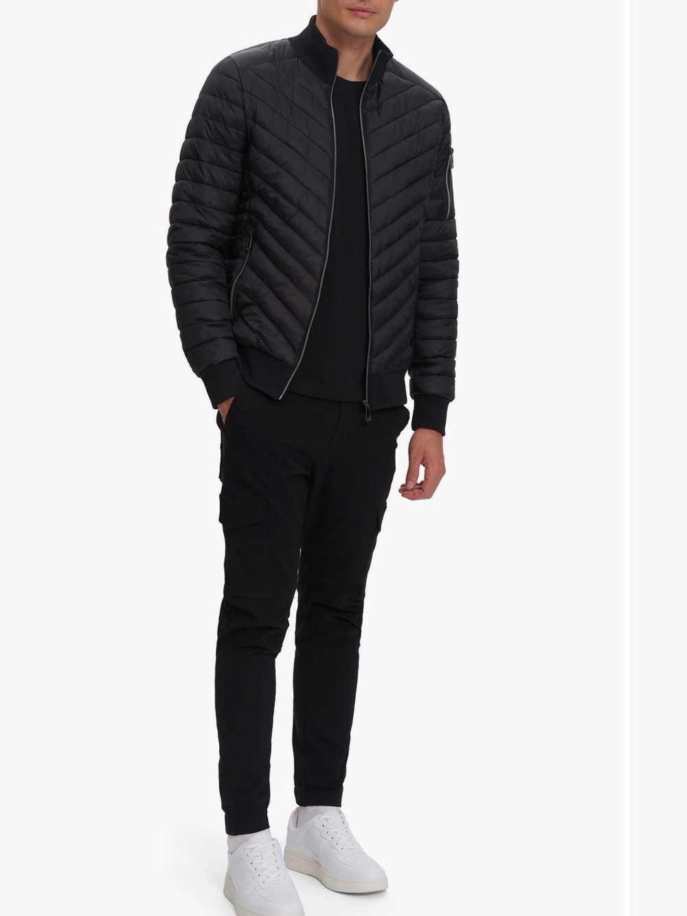 Noize Black Quilted Chevron Puffer Jacket - Picture 3 of 9